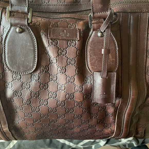 Gucci Guccissimma leather Weekender travel carry on duffel bag w/ lock key - Picture 3 of 12